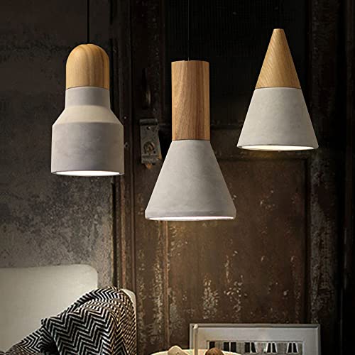 Lámparas colgantes de cemento de madera maciza modernas de estilo nórdico 7