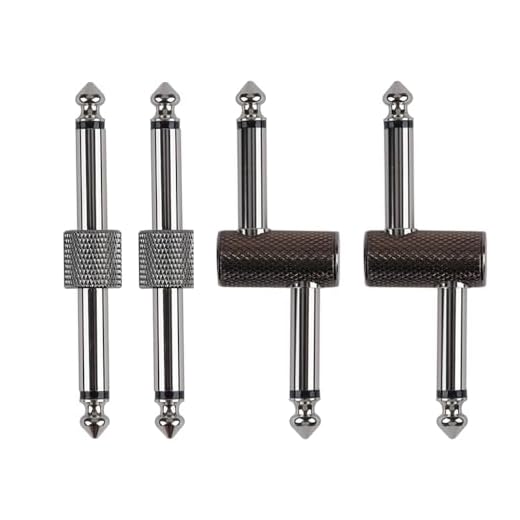 Rayzm Conector de guitarra de pedal, 6.35mm (1/4") Pedal de Efecto para Pedal Acoplador, Adaptador de enchufe para table de pedal de Guitarra, Pack de 4