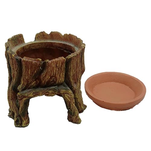 Cuevas de reptiles – Escondite de reptiles para serpientes | Tronco de árbol divertido escondite de reptiles – Hábitat de alimentación, accesorios de acuario, bandeja de comida de refugio de resina