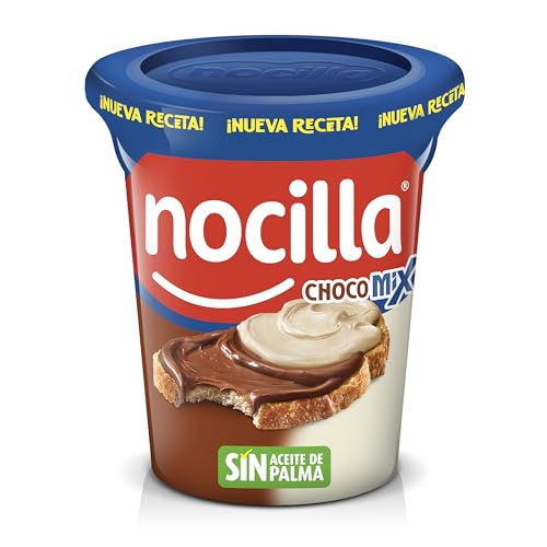 Nocilla, ChocoMix, Doble Crema al Cacao y Leche con Avellanas, Sin Aceite de Palma - Tarrina 340g