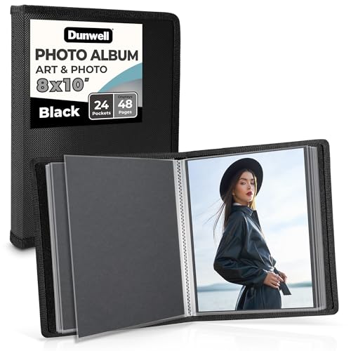 Dunwell Art Portafolio de 8x10 (negro, 1 paquete), álbum de fotografía con fundas protectoras transparentes, 8x10 libro de cartera para almacenamiento de imágenes, cartera de modelos