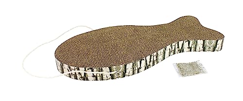 Tiragraffi a forma di pesce da appendere, Erba da gatto, 50 x 23 cm