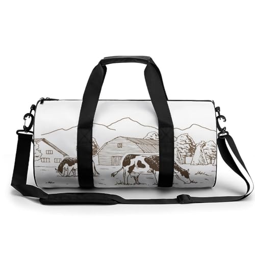 Sac de sport gym vache de ferme duffel bag voyage camping 45cm