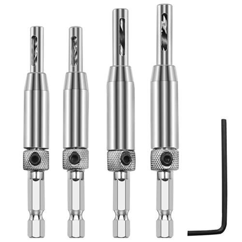 PSFXBM 4PCS Self Centering Drill Bit Set Hinge Drill Bit Self Centering Drill Bit Tool Hinge Bit