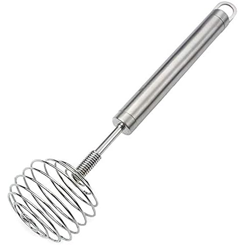 JIAAN 2 Pieces Manual Egg Beater,Blending Whisking Beating Whisk Set Egg Beater Stainless Steel Kitchen Whisk Egg Frother Milk Beater Kitchen Whisking Beating Stirring- 8.6inch Cover