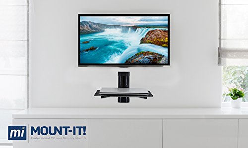 Mount-It! MI-891 Floating Wall Mounted Shelf Bracket Stand for AV Receiver, Component, Cable Box, Playstation4, Xbox1, DVD Player, Projector, 17.6 Lbs Capacity, 1 Shelf, Tinted Tempered Glass Black - Thumbnail 6