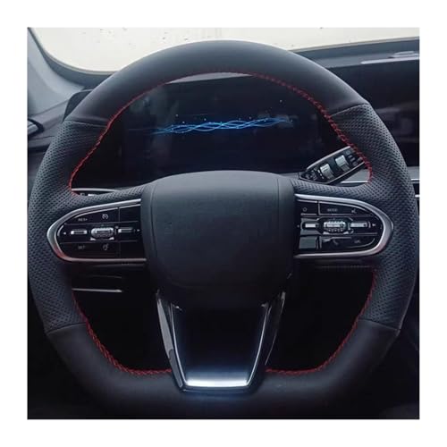 for Chery for Arrizo 5X 3X for Tiggo 7 for Plus for Tiggo 8 for Pro Hand Sewing Protection Car Steering Wheel(Red Thread)