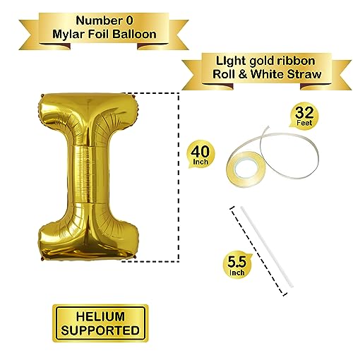 Image of Letter Balloons Gold Party Balloon - 40 Inch Large Gold Letter I Balloon, Letter Balloon Birthday Decorations, Balloon for Women Men Anniversary Party Decorations Supplies