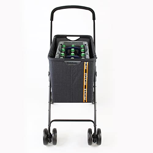 MY DUQUE - Mila Einkaufskorb bis 15 kg | Faltbarer Einkaufstrolley mit Fußbremse und weichem Griff | Einkaufswagen mit abnehmbarem Korb und Doppel-Vorderrädern für 360-Grad-Manövrierbarkeit – Schwarz – Bild 8