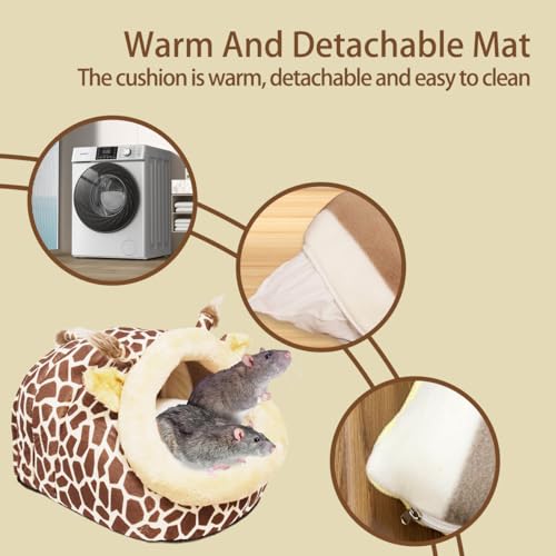 Image of EAEDMY Guinea Pig Bed House & Hideout for Rat Bearded Dragon Hedgehog Ferret to Sleep and Hide, Guinea Pig Cage Accessories Habitat Decor (X-Large, 2.Giraffes)
