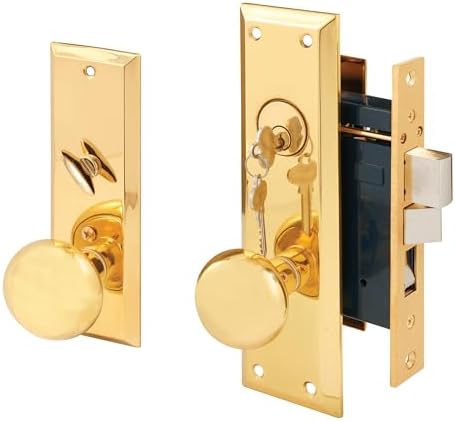 Prime-Line SE 26000 Diecast Single Cylinder Entry Door Mortise Lockset, 2-1/2 Inch Backset, Brass Finish (Single Pack)
