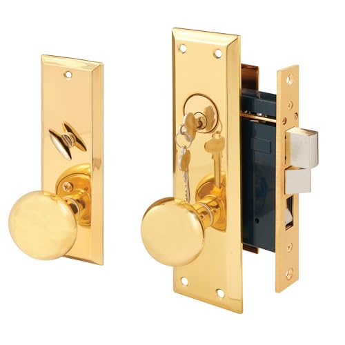 Prime-Line SE 26000 Diecast Single Cylinder Entry Door Mortise Lockset, 2-1/2 Inch Backset, Brass Finish (Single Pack) by Segal - Used condition - US$63.28