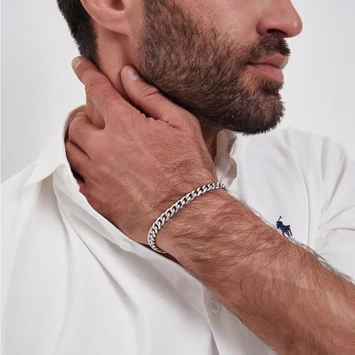 Mens Bracelet Silver Bracelets for Men Boyfriend as Stainless Steel Bracelet Boys Bracelets, Silver Cuban Link Bracelet for Men as Waterproof Silver Bracelet Men Jewelry Men Accessories2