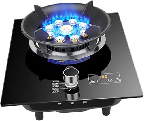 Estufa de gas, cocina portátil de 7 kW con vidrio templado, recordatorio antiquemaduras, función de temporizador y compatibilidad con GLP, montaje superior y empotrado