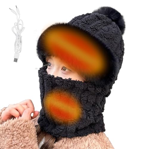 Chapeau chauffant pour l'hiver et cache-cou en coton rechargeable pour femme