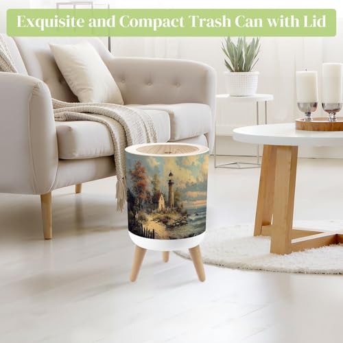 Caneca de basura pequeña redonda con tapa 7 litros miniatura 2
