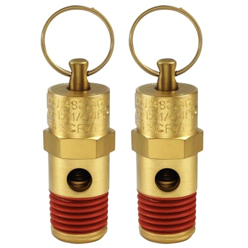 Aoserge 1/4 Inch NPT 135 PSI Brass Air Pressure Relief Safety Valve - Heavy Duty Brass, Corrosion Resistant, Automatic Pressure Release for Air Systems, Fits Standard 1/4 Inch Ports