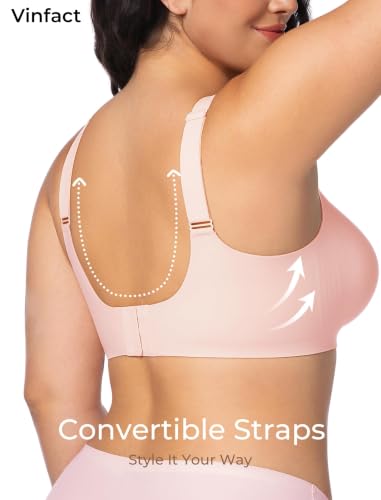 Image of Vinfact Womens V Lace Wireless Seamless Bras No Underwire Comfort Push Up Bra Supportive Full Coverage Bralettes T Shirt Bra