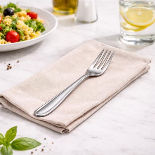 Image of Stainless Steel Table Spoons 16 cm | Mirror Finish | Rust-Resistant | Lightweight Daily Use Dinner Spoons | Dishwasher Safe | Cutlery Set for Home & Kitchen | Catering | Resturants (Set of 6 Forks)