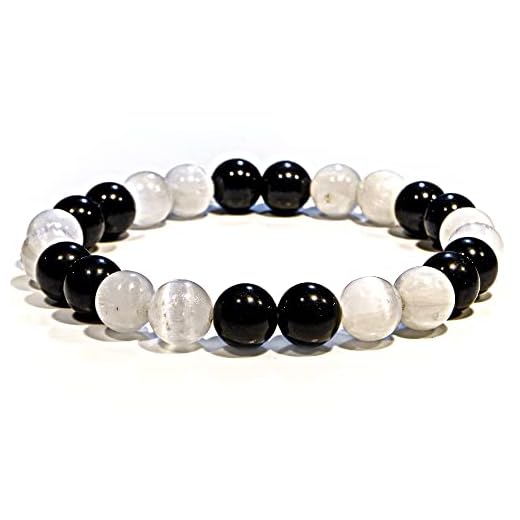 Selenite & Black Tourmaline Crystal Bracelet