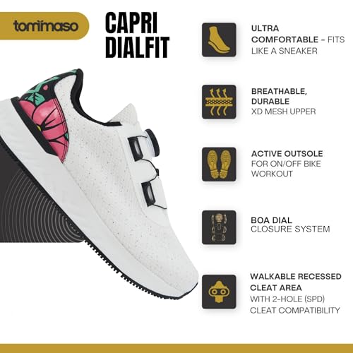 Tommaso Women's Cycling Shoes with Pre-Installed SPD Cleats — Easy to Walk-in Ventilated SPD Cycling Shoes for Women's Spin Classes and Indoor Bikes — Comfortable on Foot and Toebox.2
