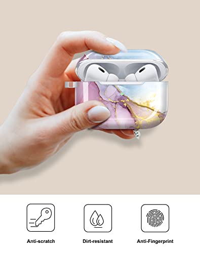 JIAXIUFEN for Airpods Pro 2nd Generation Case Cover Gold Plated Marble Design Protective TPU Skin for Women Girl with Keychain Compatible with AirPods Pro 2019/Pro 2 Gen Case 2022 - Image 4