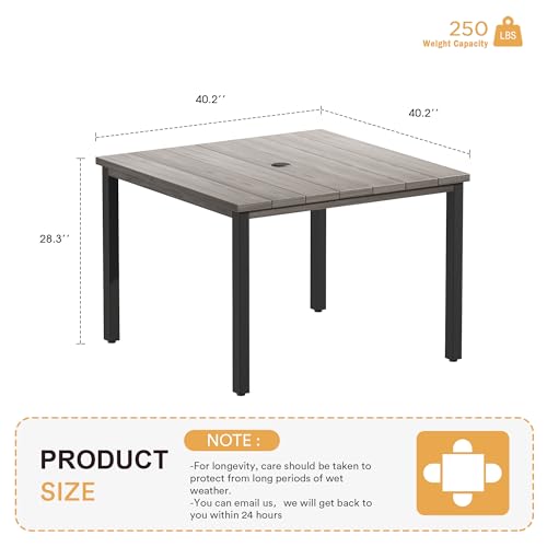 Vicllax 40.2 Inch Square Patio Dining Table For 4, Outdoor Table With Umbrella Hole thumb #2