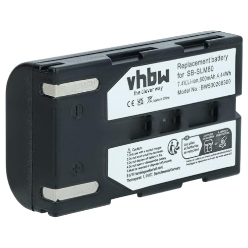 vhbw 1x batería Compatible con Samsung SC-D6550, VP-D352i, SC-D557, VP-D352, VP-D351i, VP-D351 cámara de vídeo (600 mAh, 7,2 V, Li-Ion)