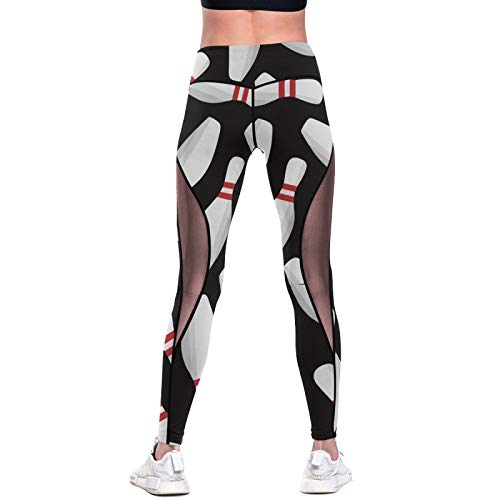 Allgobee Mesh Yoga Pants Bowling Black Pattern With Pockets High Waist Workout Leggings For Women With Tummy Control Effect Xl thumb #2