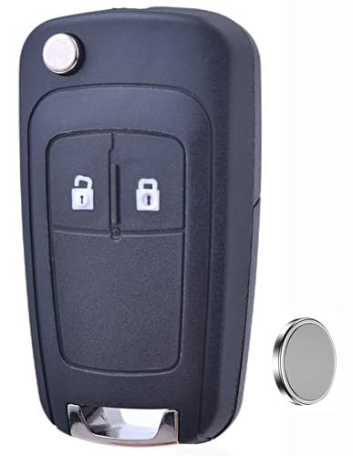 ANGOFIZ Coque Clé 2 Boutons Pliable Compatible avec Opel Vauxhall Astra Zafira Mokka Corsa Orlando Insignia Meriva Vectra Chevrolet Aveo Matiz Cruze Captiva...