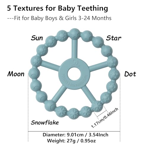 Image of 3 Pack Ring Teether Baby Infant Toys, Baby Essentials, Silicone Teething Ring Toys for Babies 0-6 Months, Seposeve Toddler Teethers 6-12 Months 12-24 Months, Infant Teething Relief, Brown Green Blue