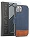 Encased Wallet for iPhone 14 Case with Card Holder - Flip Folio with Screen Protector Included (2-Tone Blue/Brown)