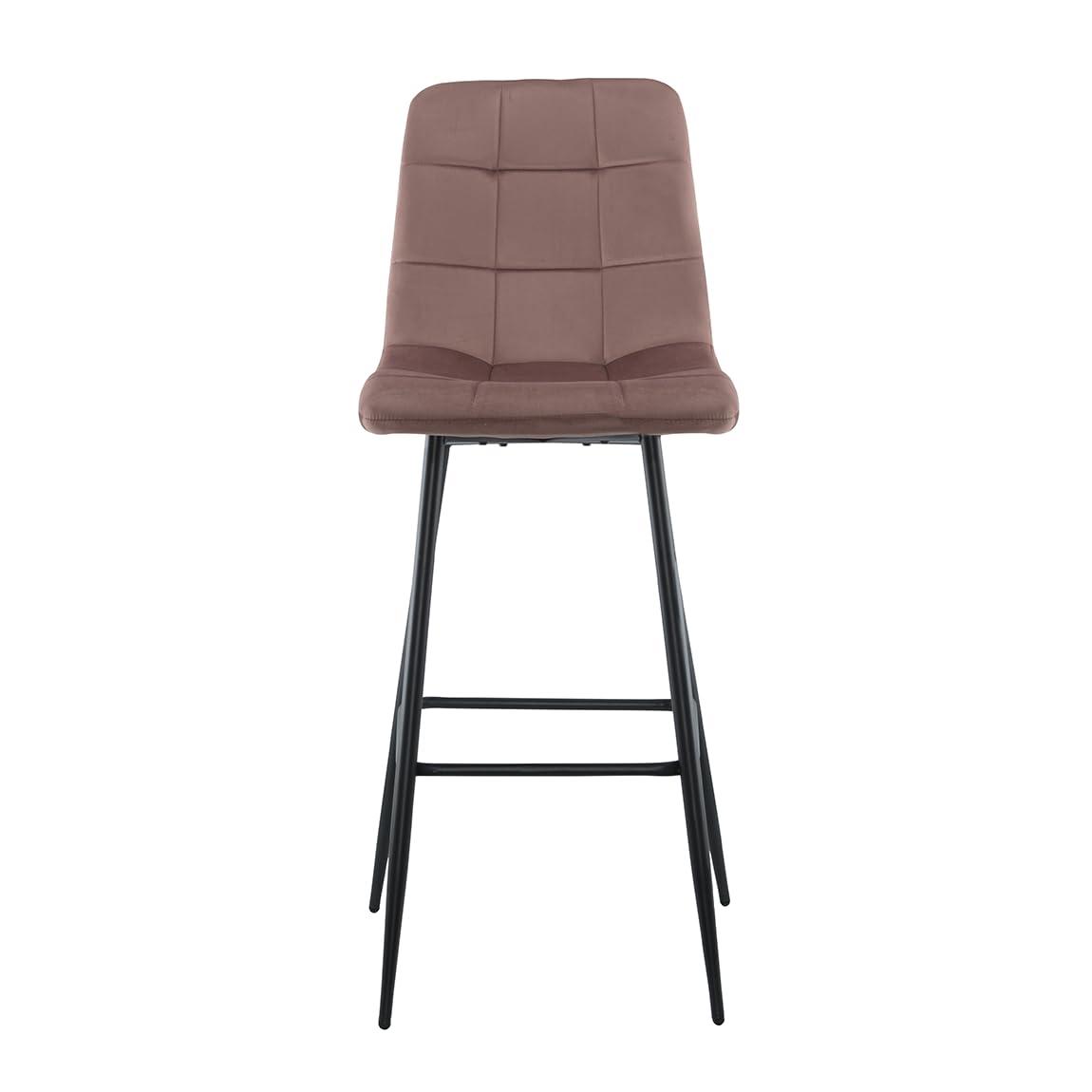 Mediawave Store - Set 4 Sgabelli Bar e Cucina in Velluto Morbido VELVETTE | Design Moderno con Schienale Alto e Robusta Struttura in Metallo Nero | Poggiapiedi Integrato (Rosa antico)