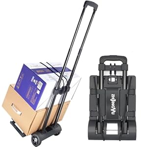 70lbs Folding Hand Truck Steel Telescopic Rod Foldable Roller Shopping Trolley Collapsible 2 Wheel Trolley Expandable Large Chassis Foldable into Backpack Lightweight for Luggage, Personal, Travel