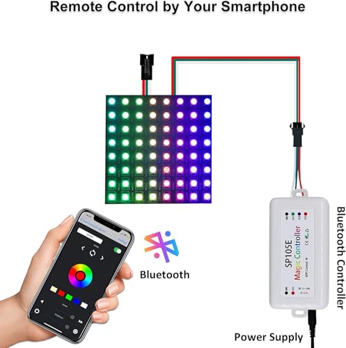 Image of 2-Pack SP105E LED Controller, Ws2812b Led Bluetooth Controller for Ws2811 SK6812 APA102 Smart IC Lights, DC5-24V Addressable LED Pixel Controller with 100+ Effects