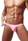 Newsywell Męskie bikini z niskim stanem, lodowy jedwab, krój slim fit, bielizna, Rosa, XL