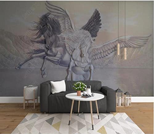 Wesmilewallpaper Pared De Fondo De Pintura Decorativa De Caballo De Relieve Tridimensional De Arte Retro Papel De Pared 3D Tela No Tejida Papel Tapiz Papel Pintado 350x245cm