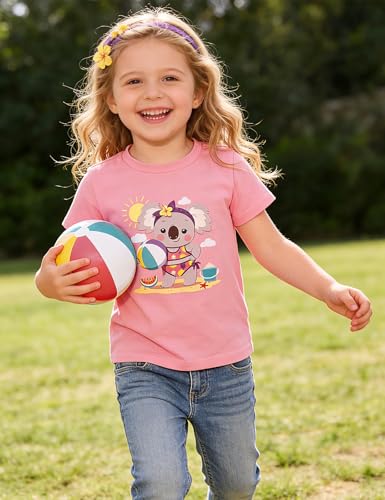 Image of Toddler Girls Clothes T-Shirt Short Sleeve Graphic Tee Cartoon Dinosaur 2-6T Girl Shirt Summer