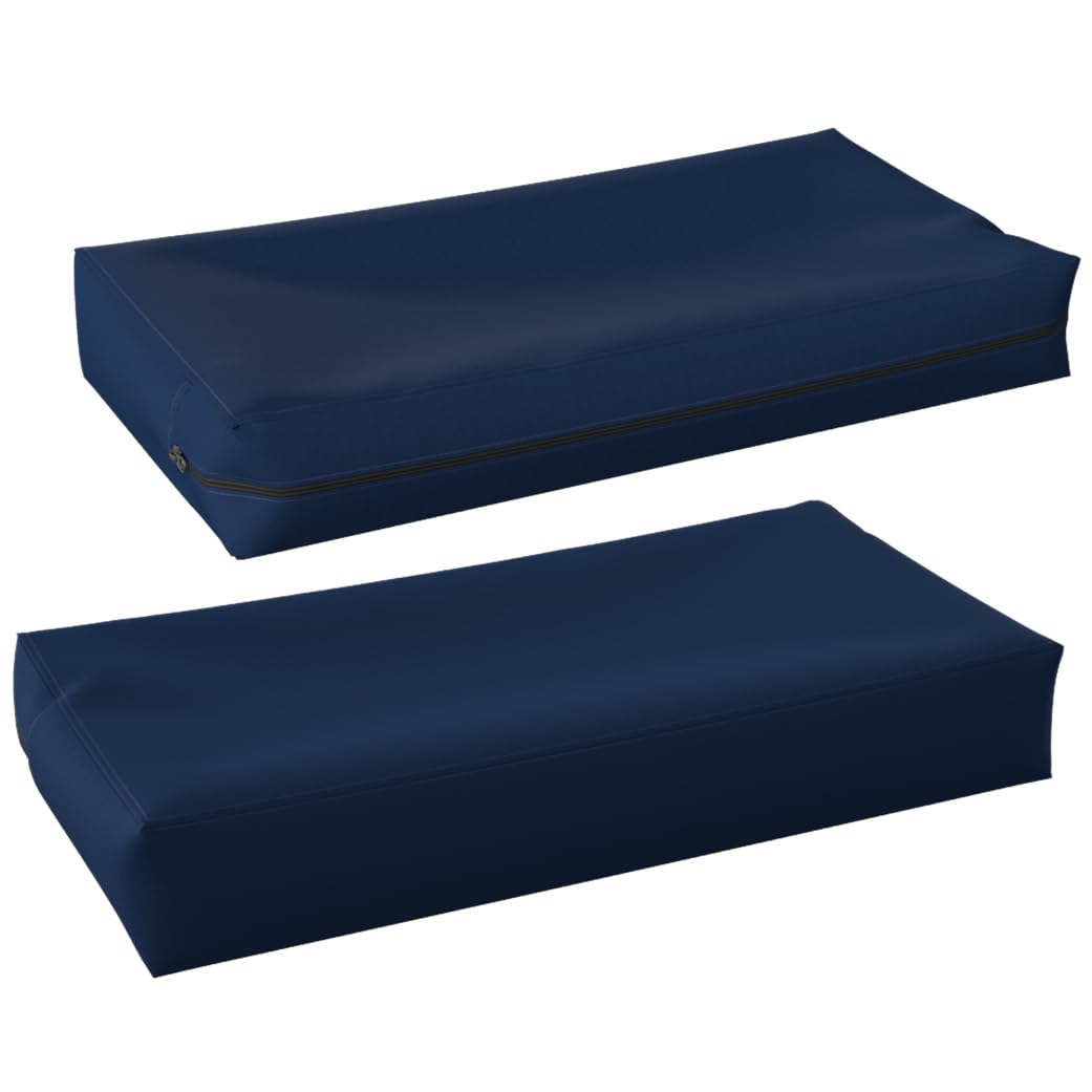 Federa per Cuscino da Esterni Impermeabile Federa per Cuscino Sedia da Giardino Federa Cuscino Resistente ai Raggi UV Copricuscini Decorativi Blu Navy 60x60x10cm(2 Pezzi)