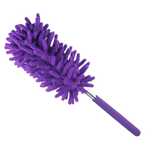 Image of MECCANIXITY Microfiber Duster for Cleaning, 11 to 31 Inch Washable Extendable Brush for Window, Furniture, Ceiling Fan, Purple
