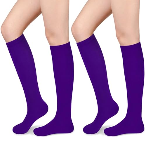 Olreco Purple Knee High Socks for Women Long Purple Socks Women Halloween Knee High Sock Womens Halloween Accessories for Woman