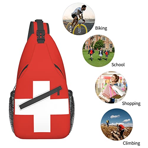 Mochila Swiss Flag Tipo Sling Negra Unisex miniatura 7