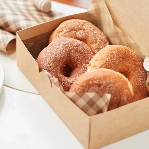 100Pcs Wax Paper Sheets for Food, Basket Liners Food Picnic Paper Sheets Greaseproof Deli Wrapping Sheets,BBQ paper,Coffee-colored checkered printing (5.9×5.9 in) - Image 5