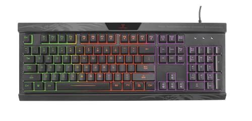 Image of Promate Vertux Promate Gaming Keyboard, Professional Ergonomic Wired USB Gaming Keyboard with Vibrant Rainbow Backlit, 26 Anti-Ghosting Keys, 12 Multimedia Shortcut Keys and 4 Backlit Modes, Amber