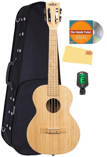 Kala KA-BMB-T Bamboo Tenor Ukulele Bundle with Hard Case, Tuner, Austin Bazaar Instructional DVD, and Polishing Cloth