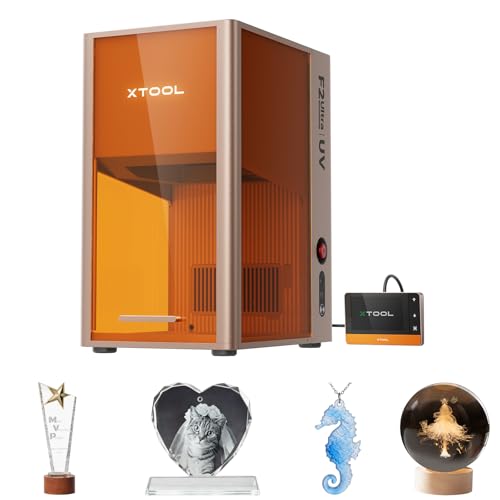 xTool F2 Ultra UV Laser Engraver, 5W UV Laser, 3D Inner and Fine Glass Engraving, Dual 48MP Cameras, 15,000 mm/s High Speed, AI Powered 2D-to-3D Software, Ultra-Precise Detail on Glass Plastic Acrylic