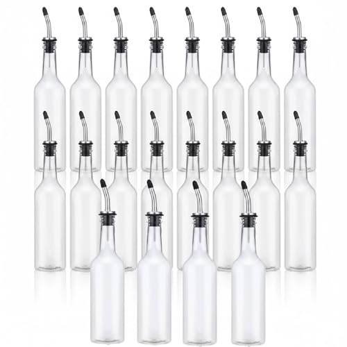 Jingmore - Jingmore 20 Set 15 oz Plastic Long Neck Empty Clear Bottles with Pourer and Caps Plastic Juice Liquor Pour Bottles with Stainless Steel Pourer Tapered Spout for Drinks Bar Juice Pour Bottles