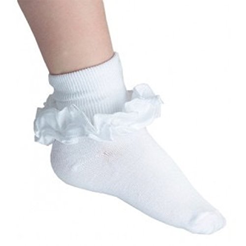 Jolie Fille Girls White 6 Pairs Kids Cotton Lace Ankle Socks School Frilly Size 9-12 For Ages 5 To 7 Years