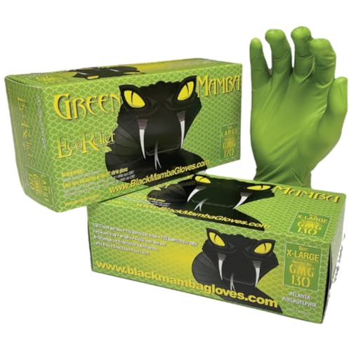 Guantes biodegradables de nitrilo Green Mamba medianos de alta visibilidad verde