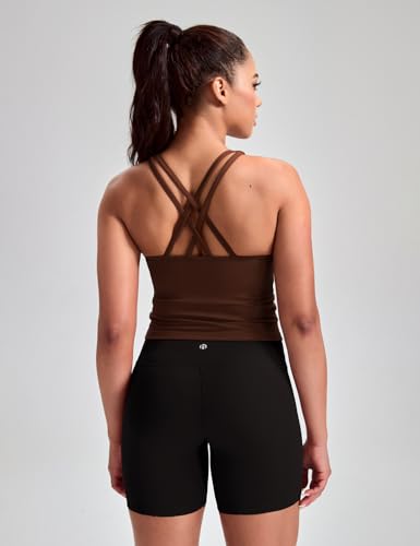 Image of HeyNuts Longline Zeal Bras Medium Impact Wirefree Sports Bras Workout Crop Tank Tops with Removable Pads, A-D Cups
